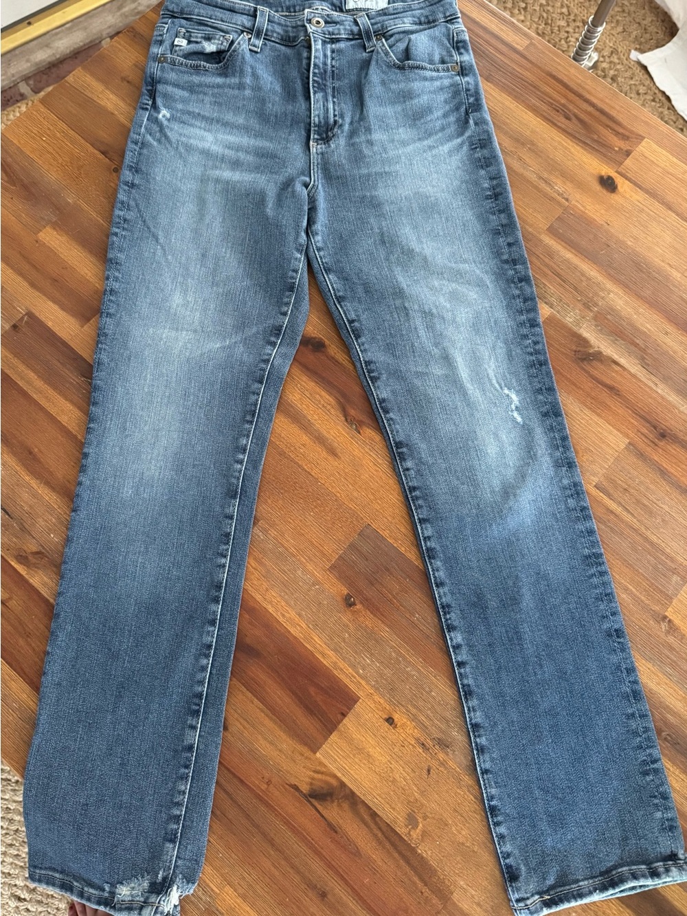 AG Adriano Goldschmied Jeans Size 29 Distressed Medium Wash Straight Leg Denim
